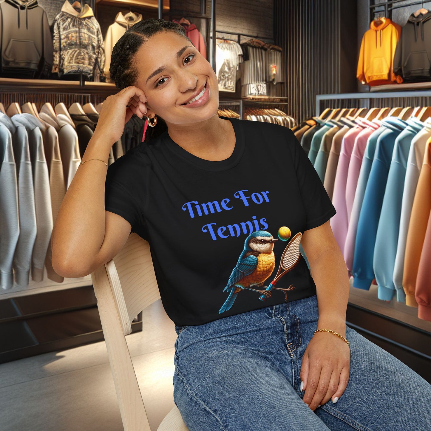 Blue Bird Playing Tennis Unisex T-Shirt - Time ForTennis
