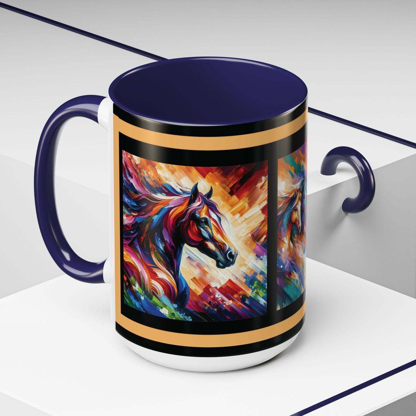 Mug Coffee Multi Color Horses 11oz 15oz