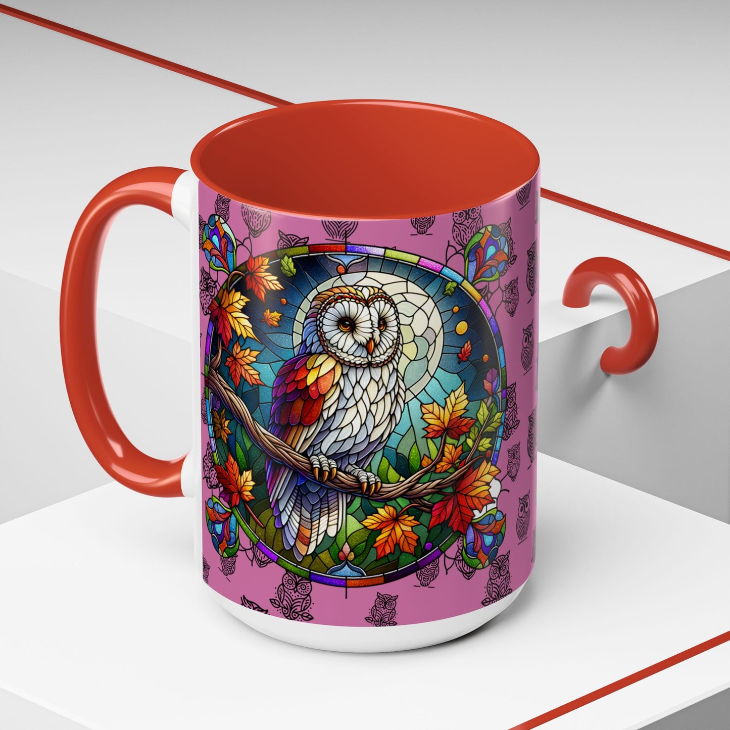 Coffee Mug -Colorful Stain Glass Owl Design