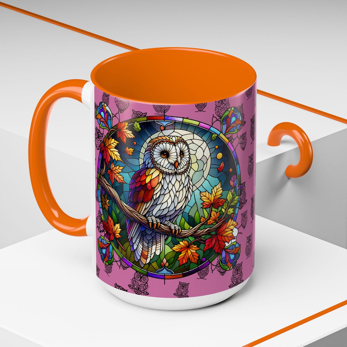 Coffee Mug -Colorful Stain Glass Owl Design