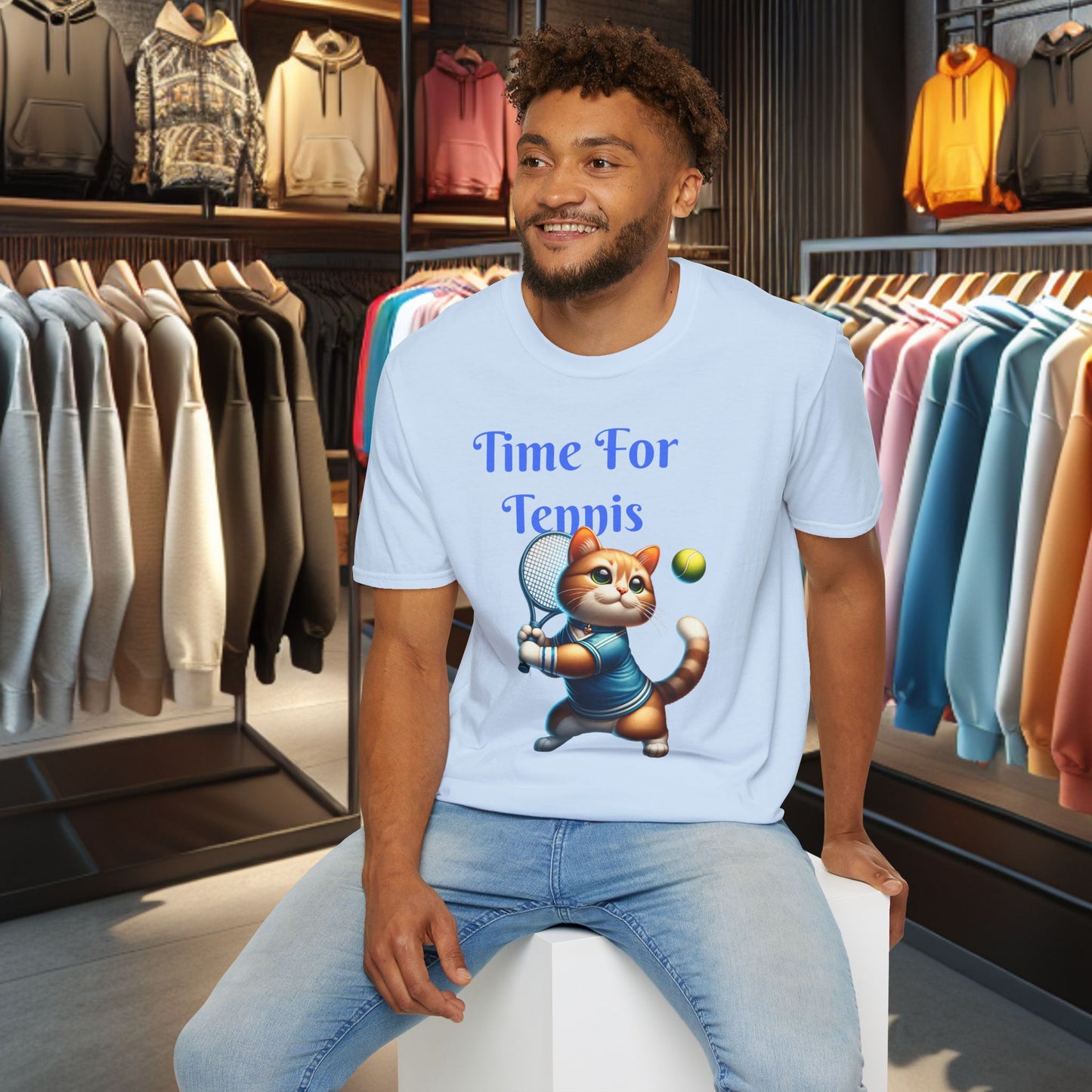 Cat Playing Tennis Unisex T-Shirt - Time For Tennis
