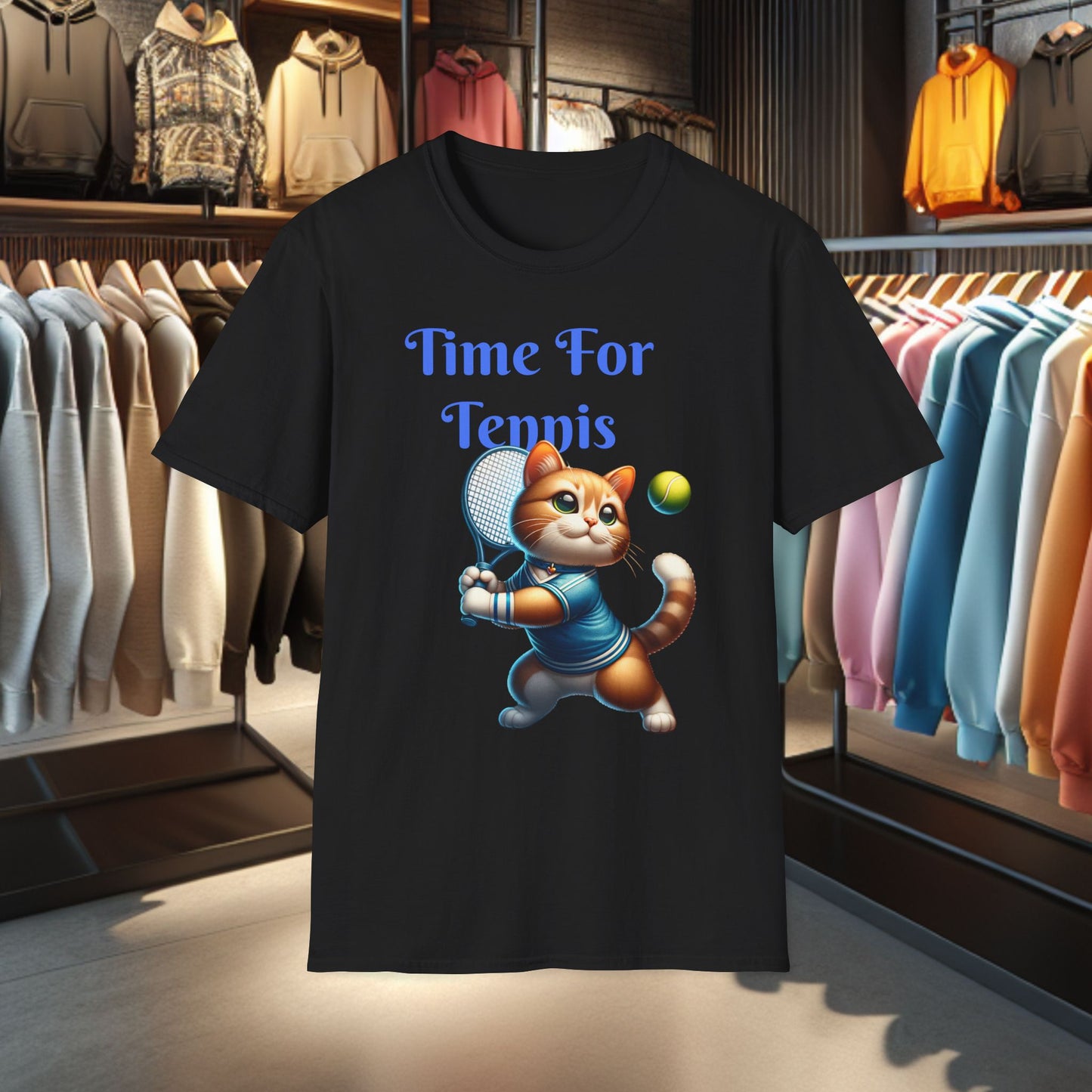 Cat Playing Tennis Unisex T-Shirt - Time For Tennis