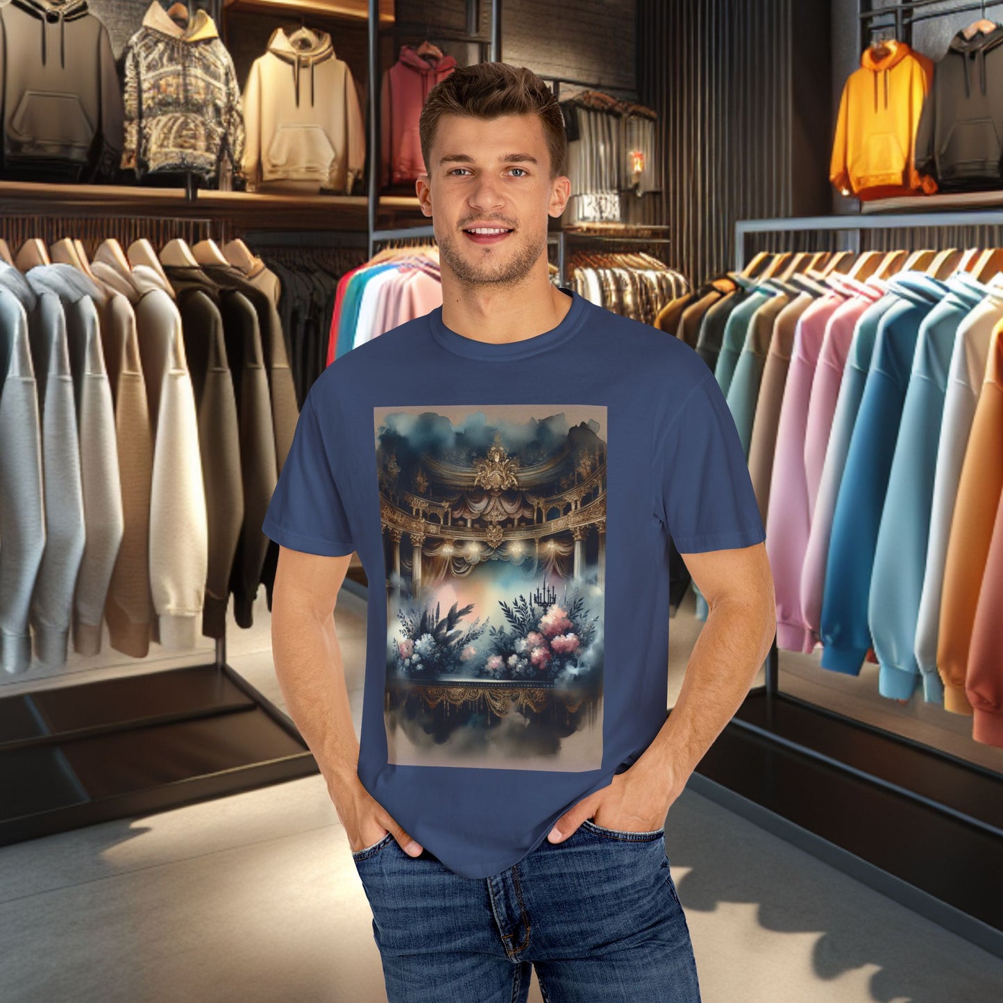 Dreamy Garden Unisex Garment-Dyed T-shirt - Artistic Floral Print - Perfect for Everyday Wear and Gifting
