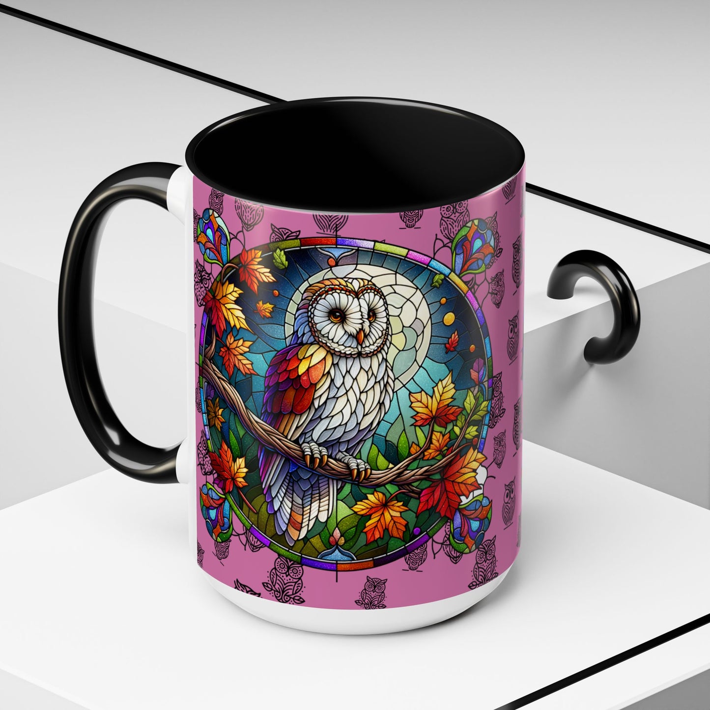 Coffee Mug -Colorful Stain Glass Owl Design