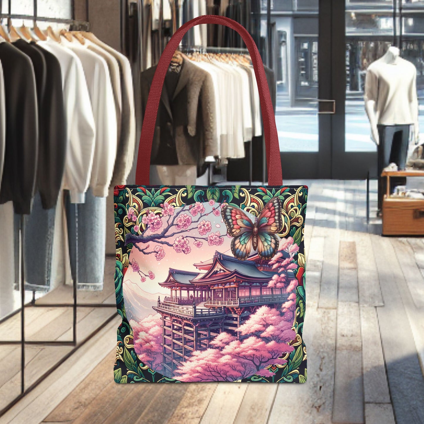 Sakura Butterfly Tote Bag