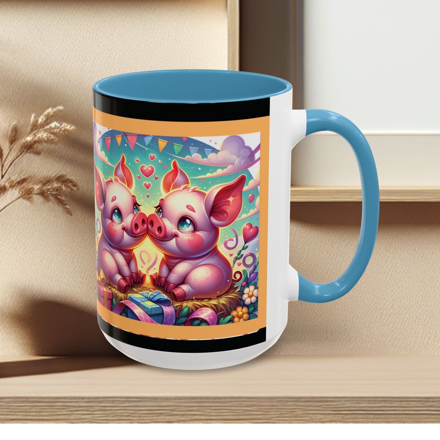 Coffee Mug Love Pigs Picknick 11, 15oz