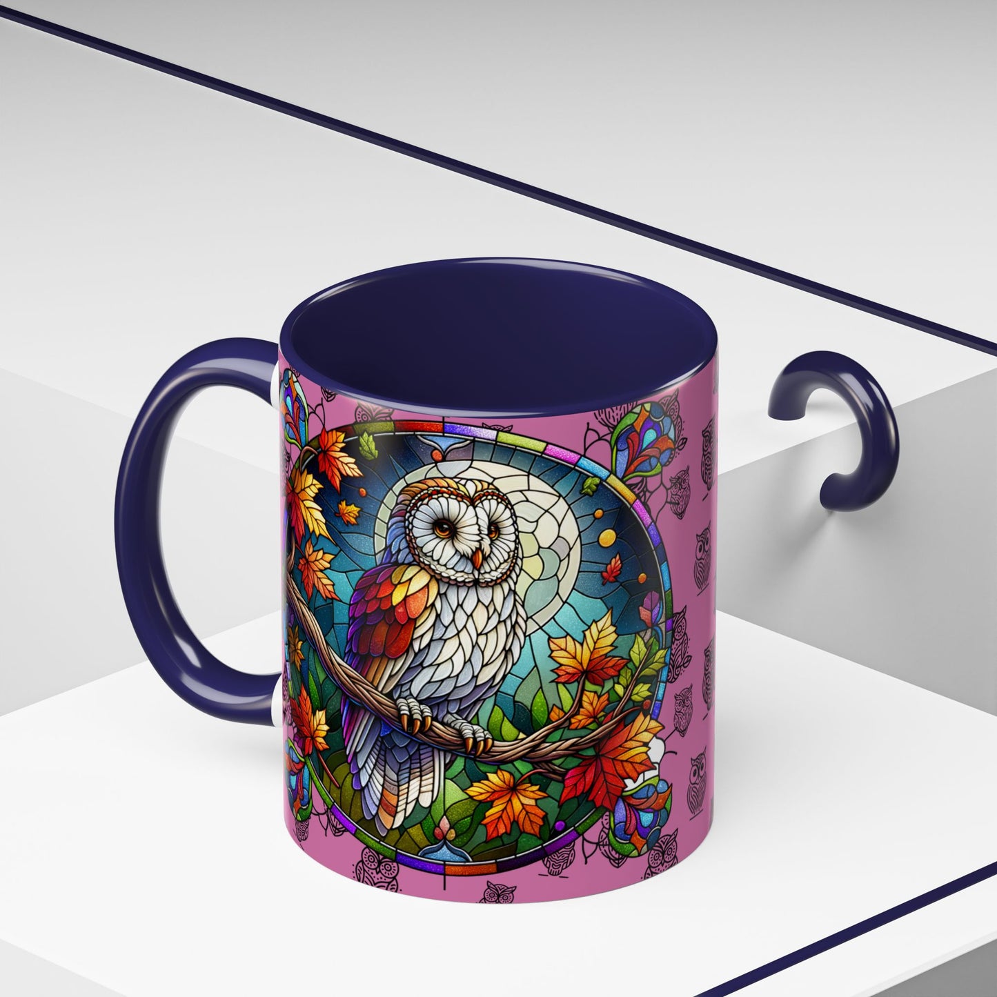 Coffee Mug -Colorful Stain Glass Owl Design