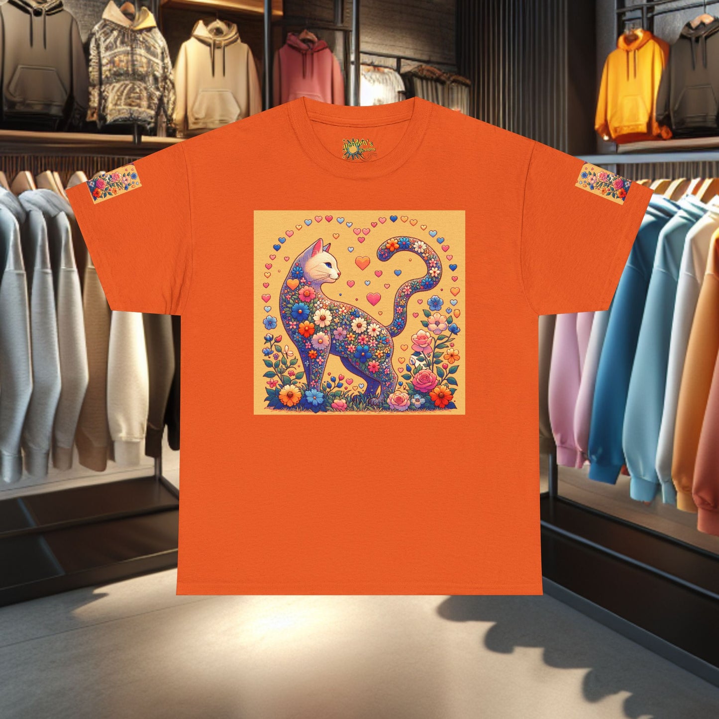 Loving Cat Flower Mozaic T-Shirt