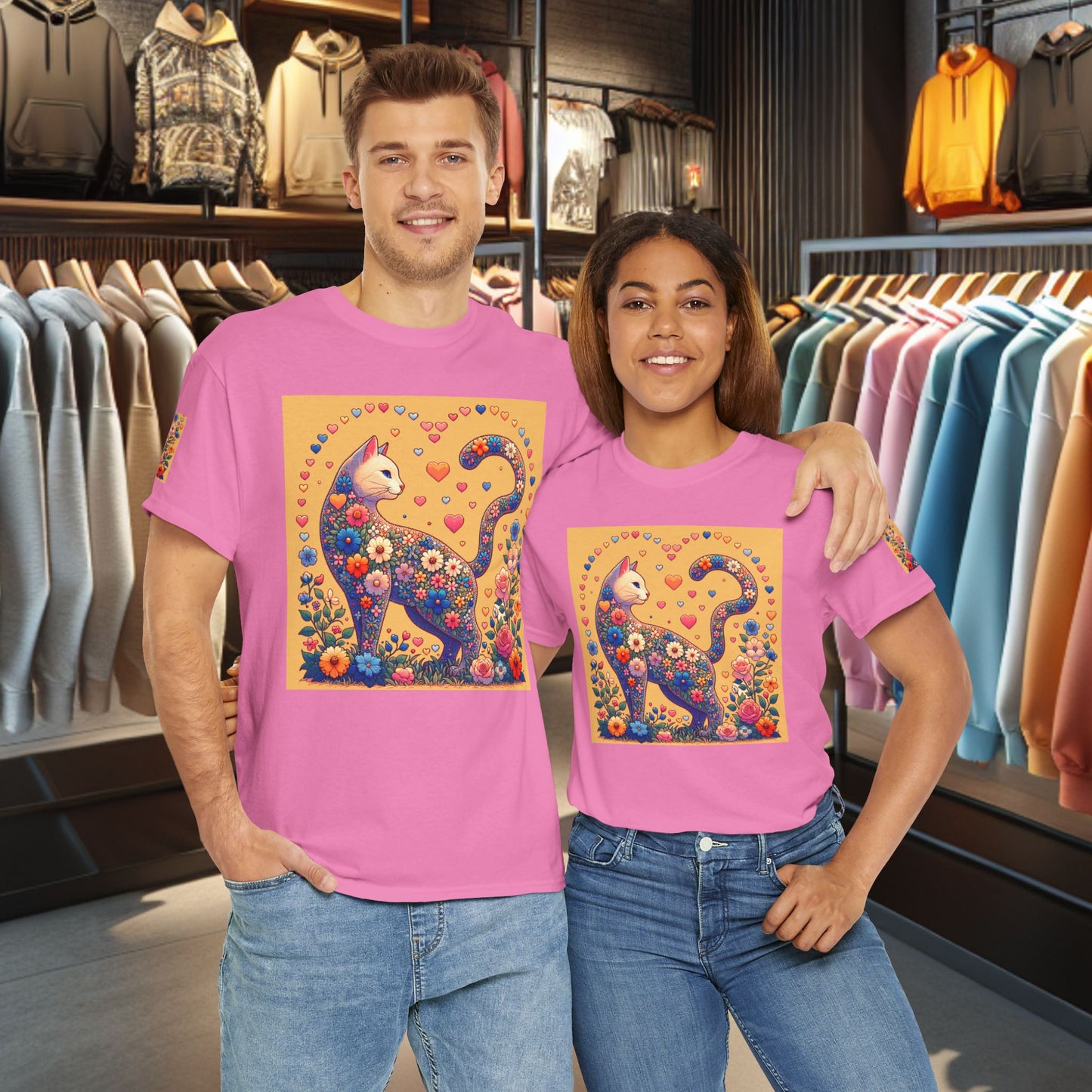 Loving Cat Flower Mozaic T-Shirt