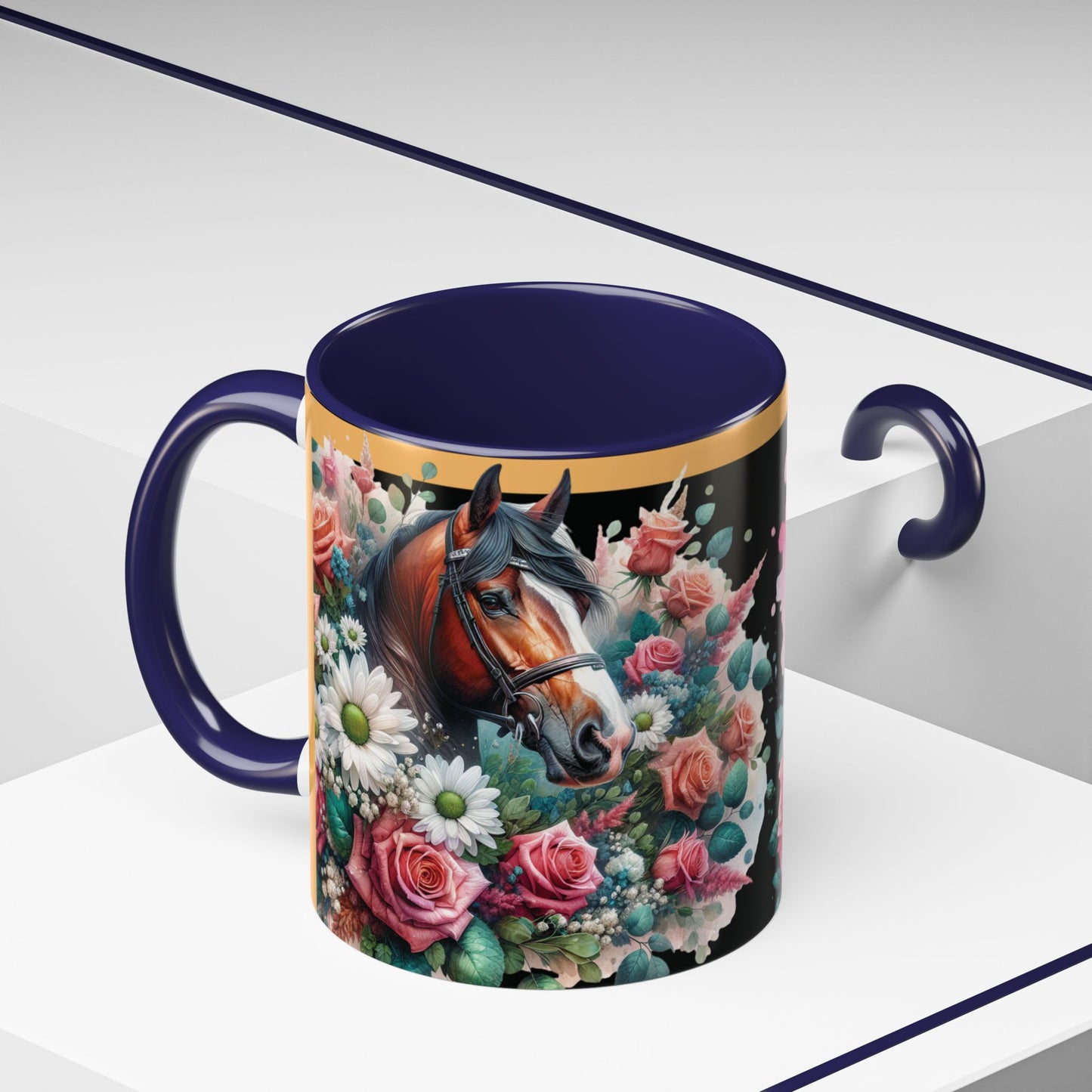 Coffee Mug Horses in Flowers 11oz 15oz