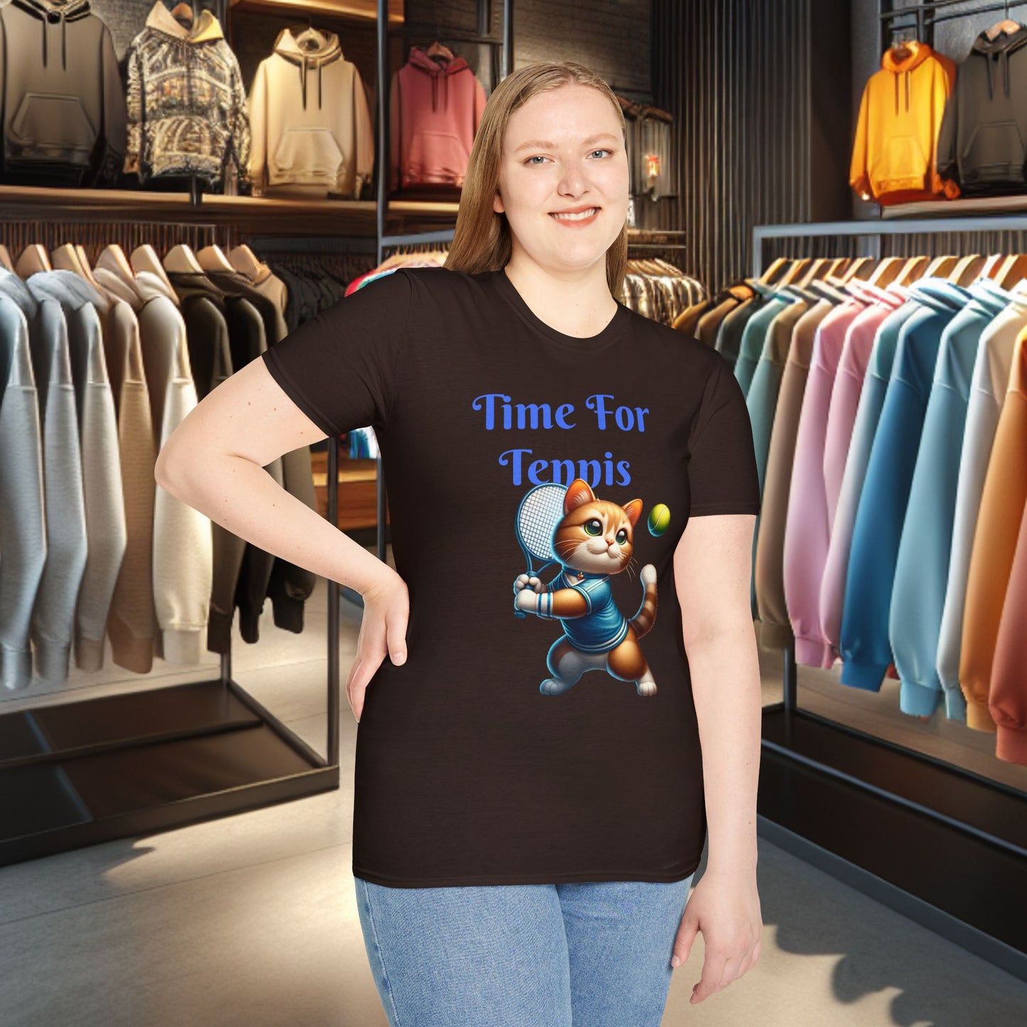 Cat Playing Tennis Unisex T-Shirt - Time For Tennis