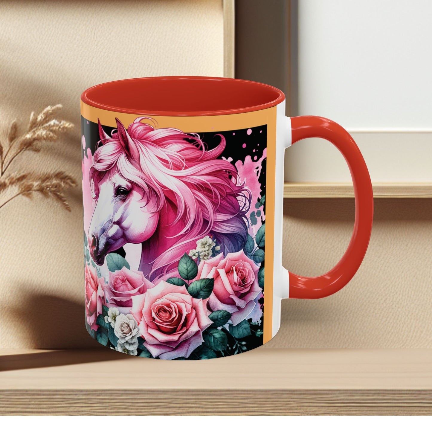 Coffee Mug Horses in Flowers 11oz 15oz
