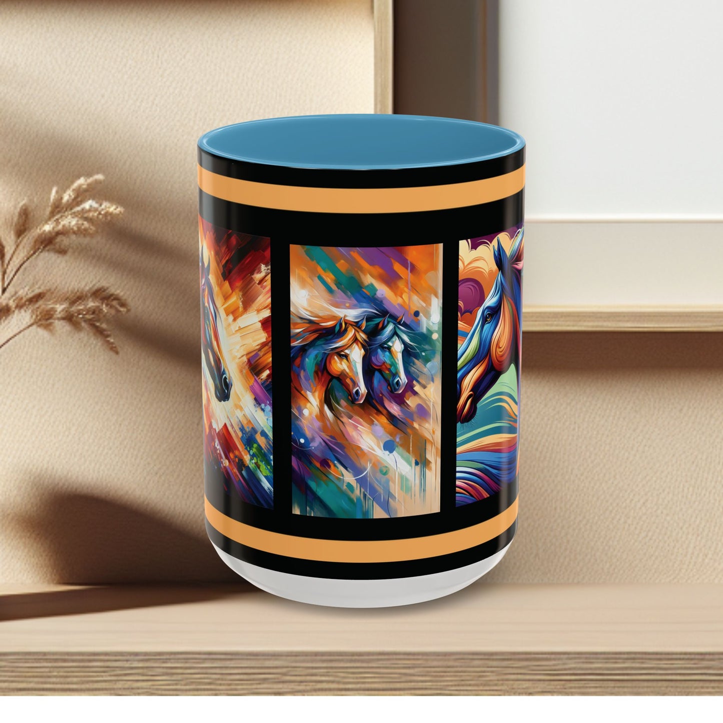 Mug Coffee Multi Color Horses 11oz 15oz