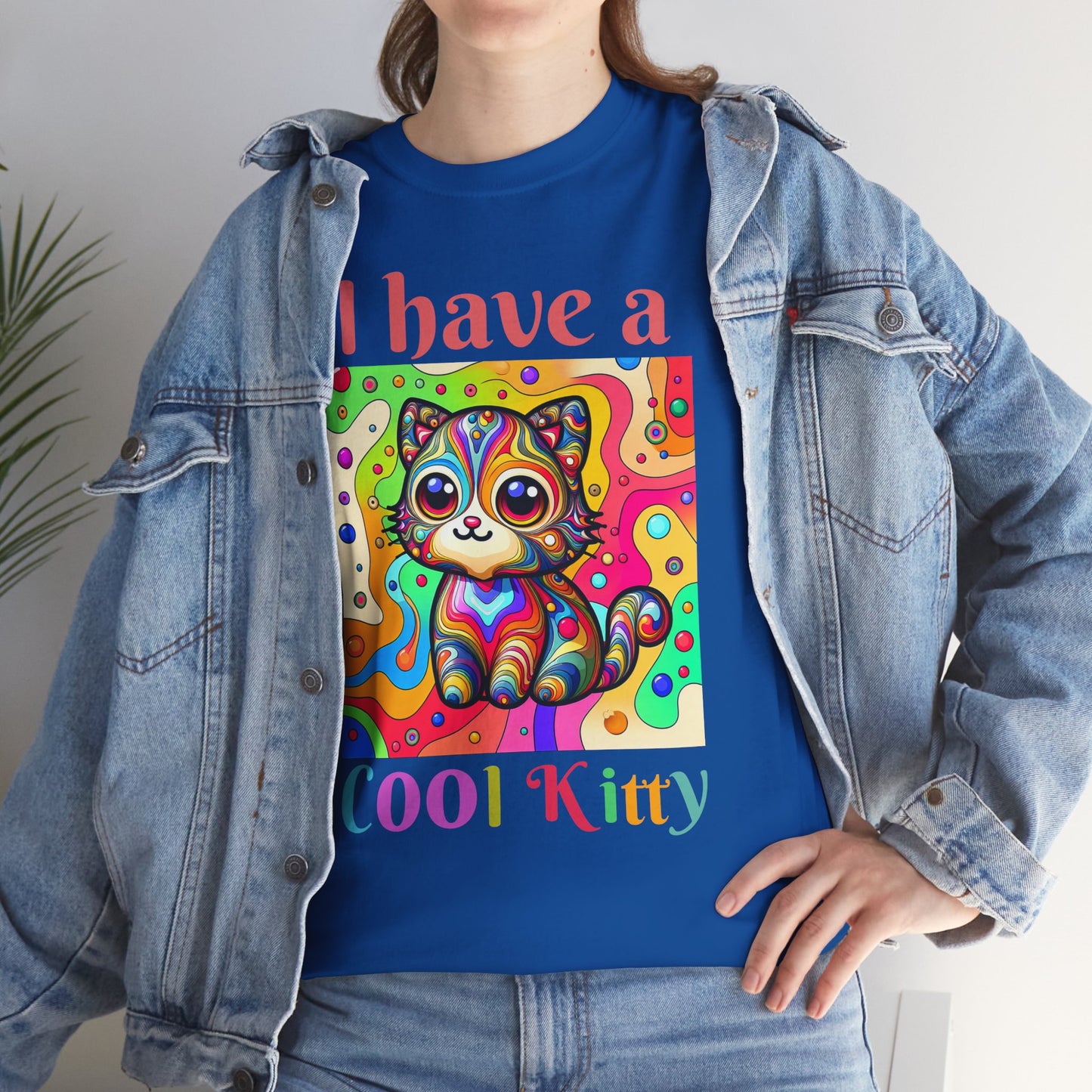 Cool Kitty Heavy Cotton Tee | Cat Lover Gift | Colorful Fun Shirt | Cute Animal Apparel | Perfect for Birthdays & Pet Lovers