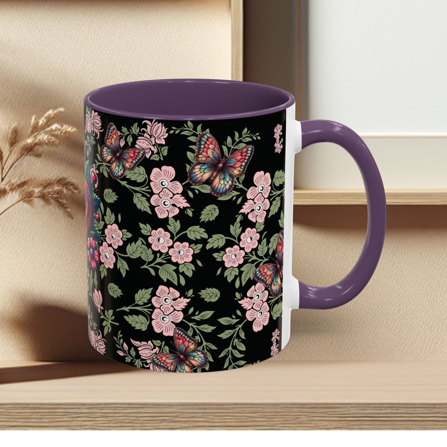 Floral Coffee Mug Black