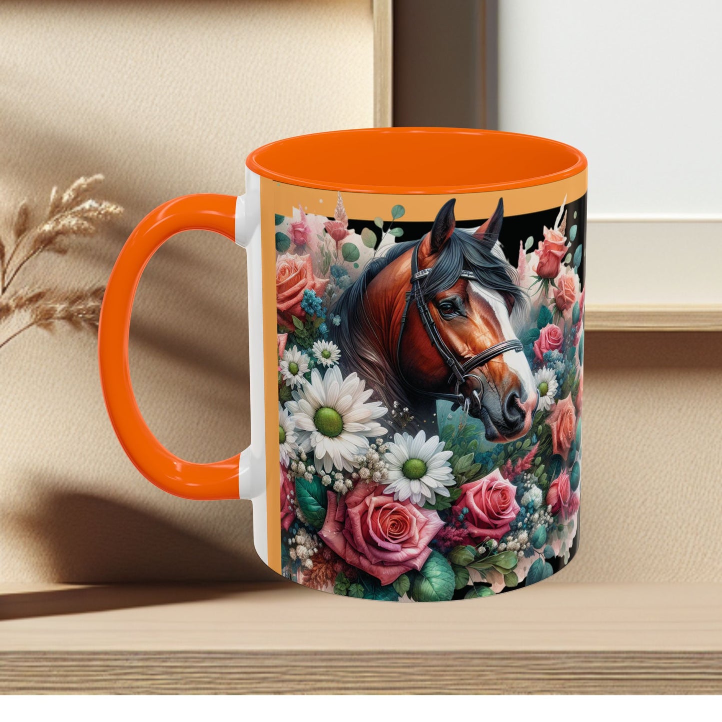 Coffee Mug Horses in Flowers 11oz 15oz
