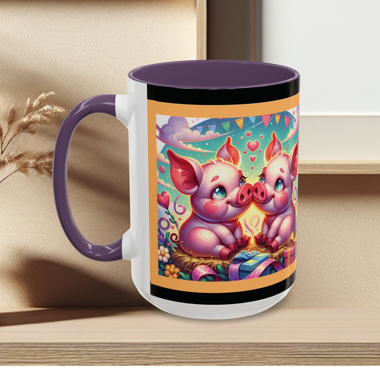 Coffee Mug Love Pigs Picknick 11, 15oz