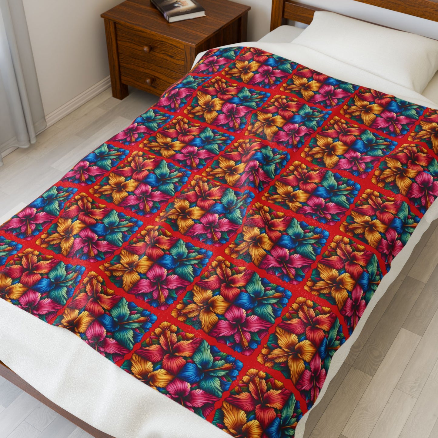 Colorful Floral Velveteen Blanket