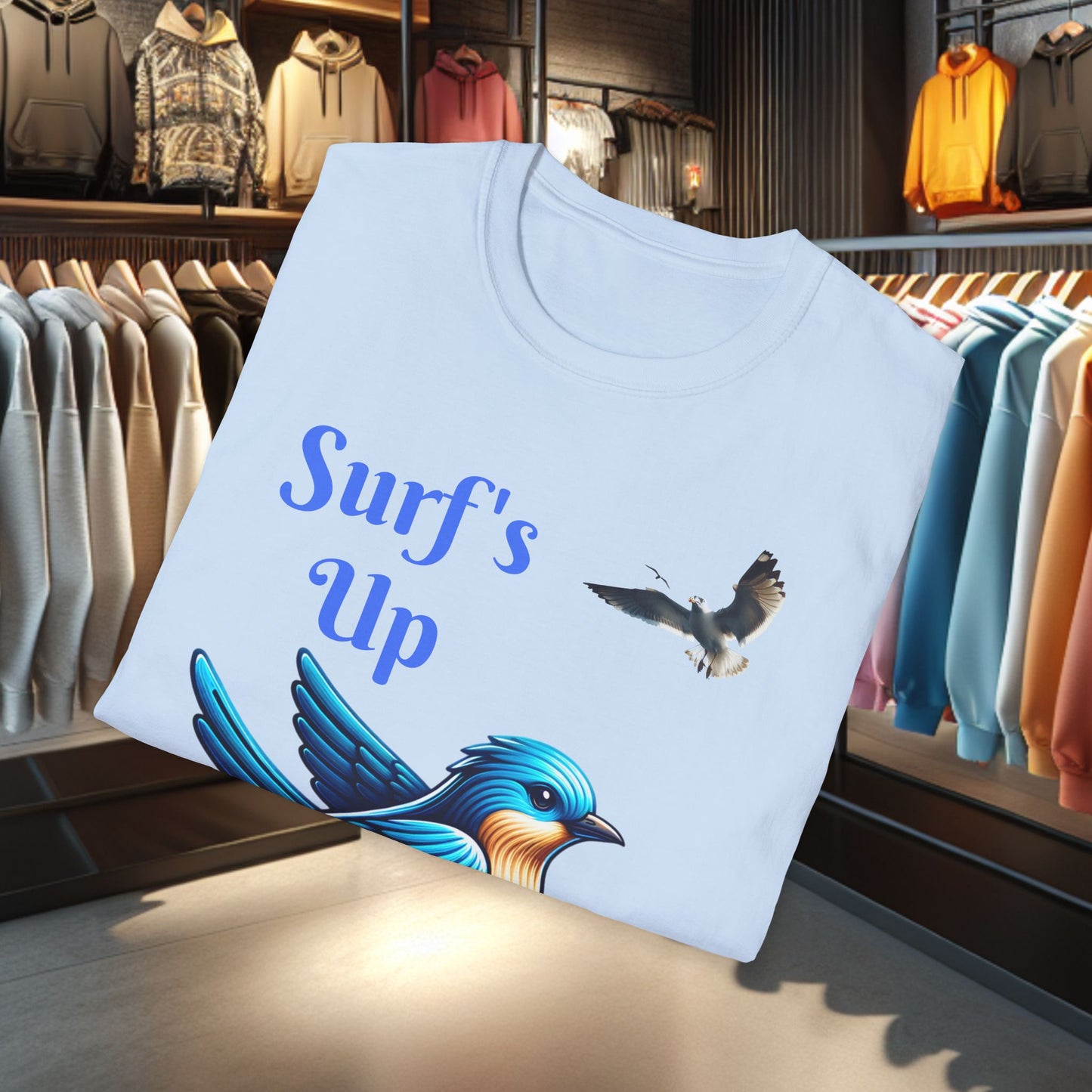 Blue Bird Surfing Unisex T-Shirt - Surf's Up