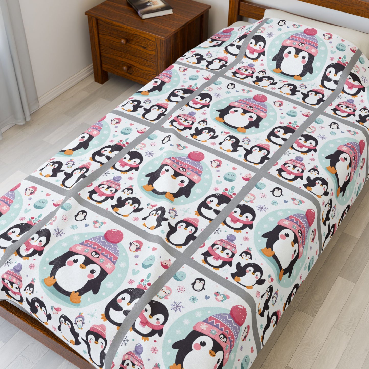 Penguins Velveteen Plush Blanket