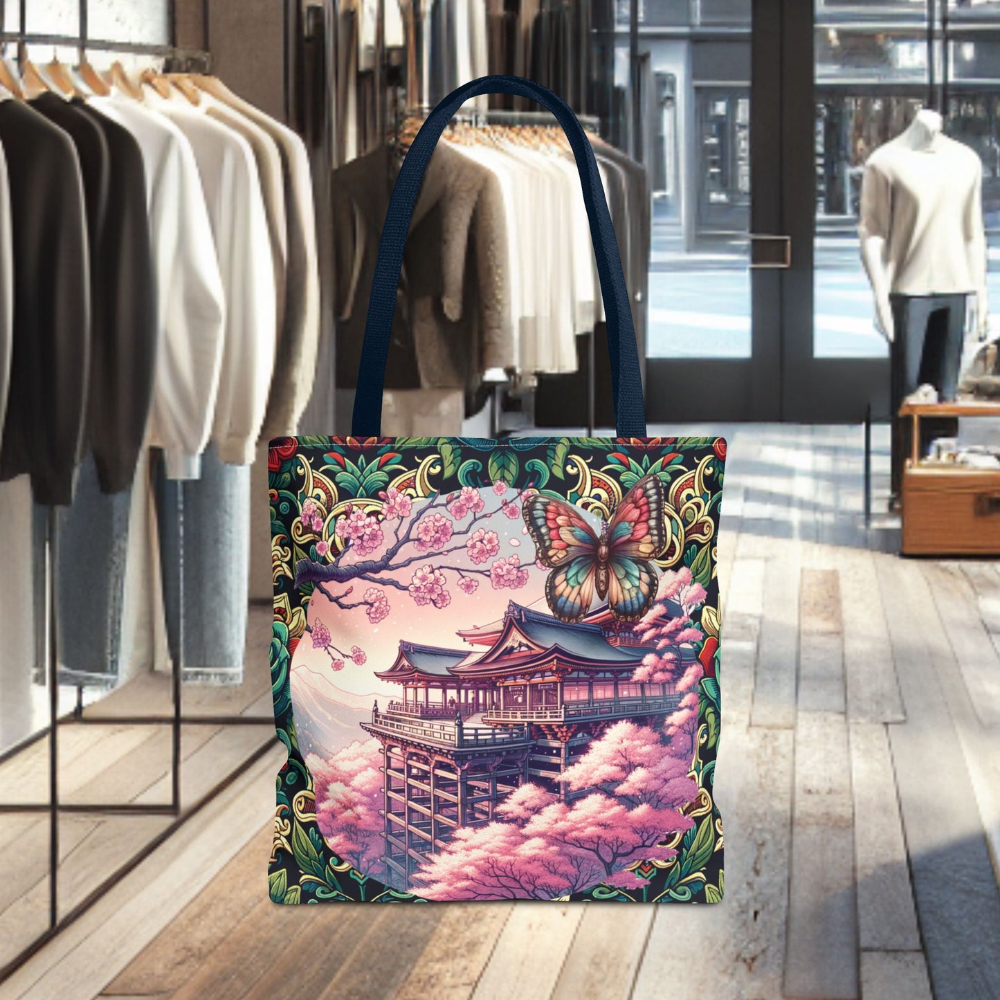 Sakura Butterfly Tote Bag