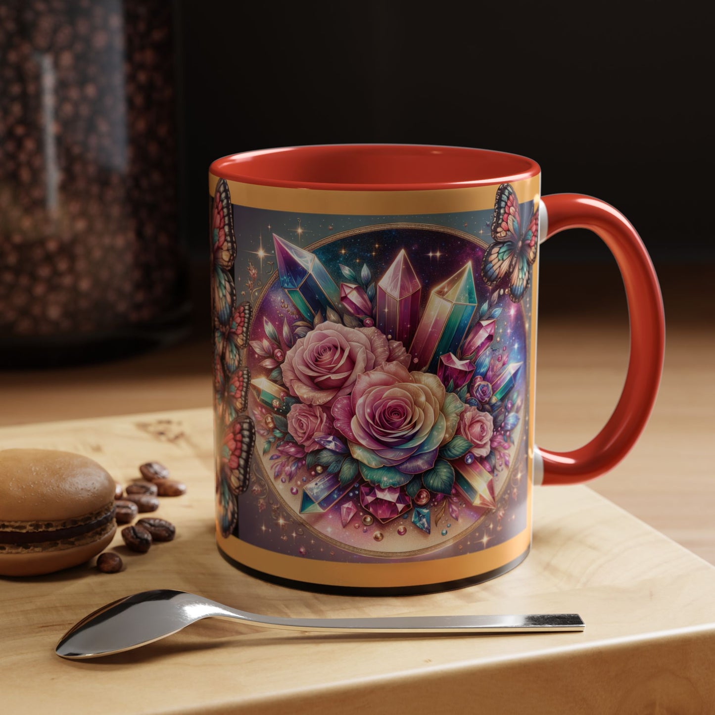 Coffee Mug Butterflys and Flowers