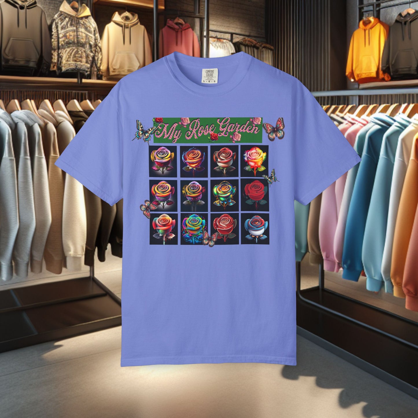 Floral T-Shirt for Flower Lovers - My Rose Garden a Colorful Floral Design