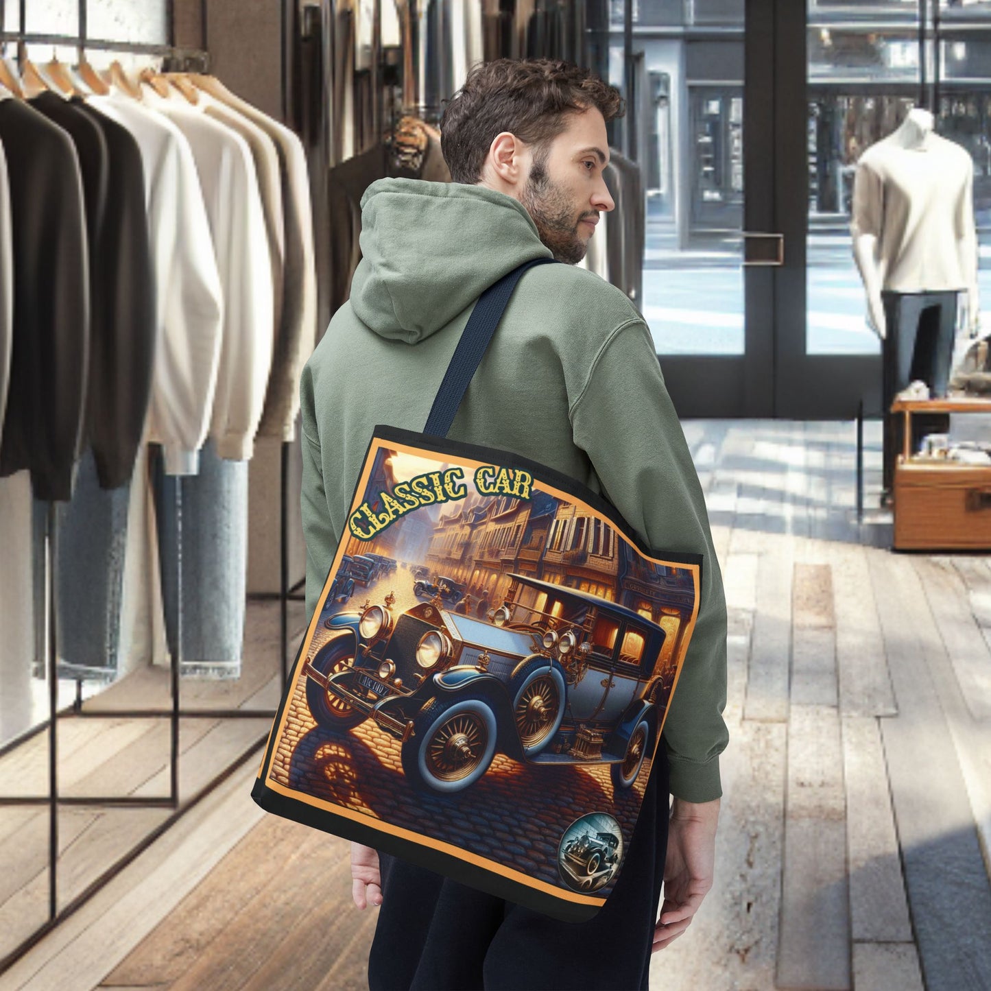 Tote Bag-Classic Car Blue Tote Bag -