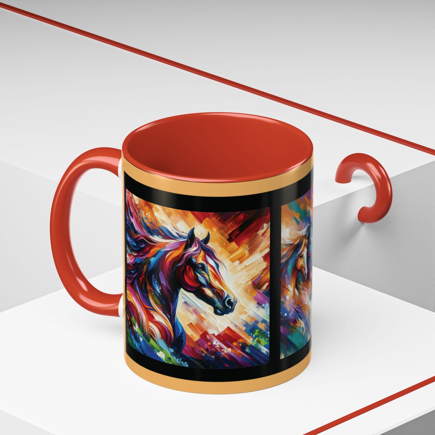 Mug Coffee Multi Color Horses 11oz 15oz