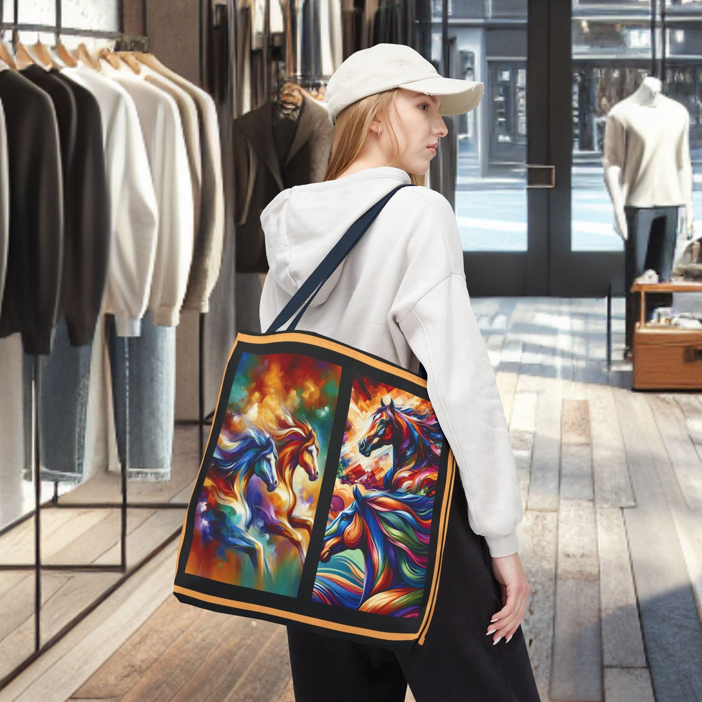 Colorful Horses Tote Bag