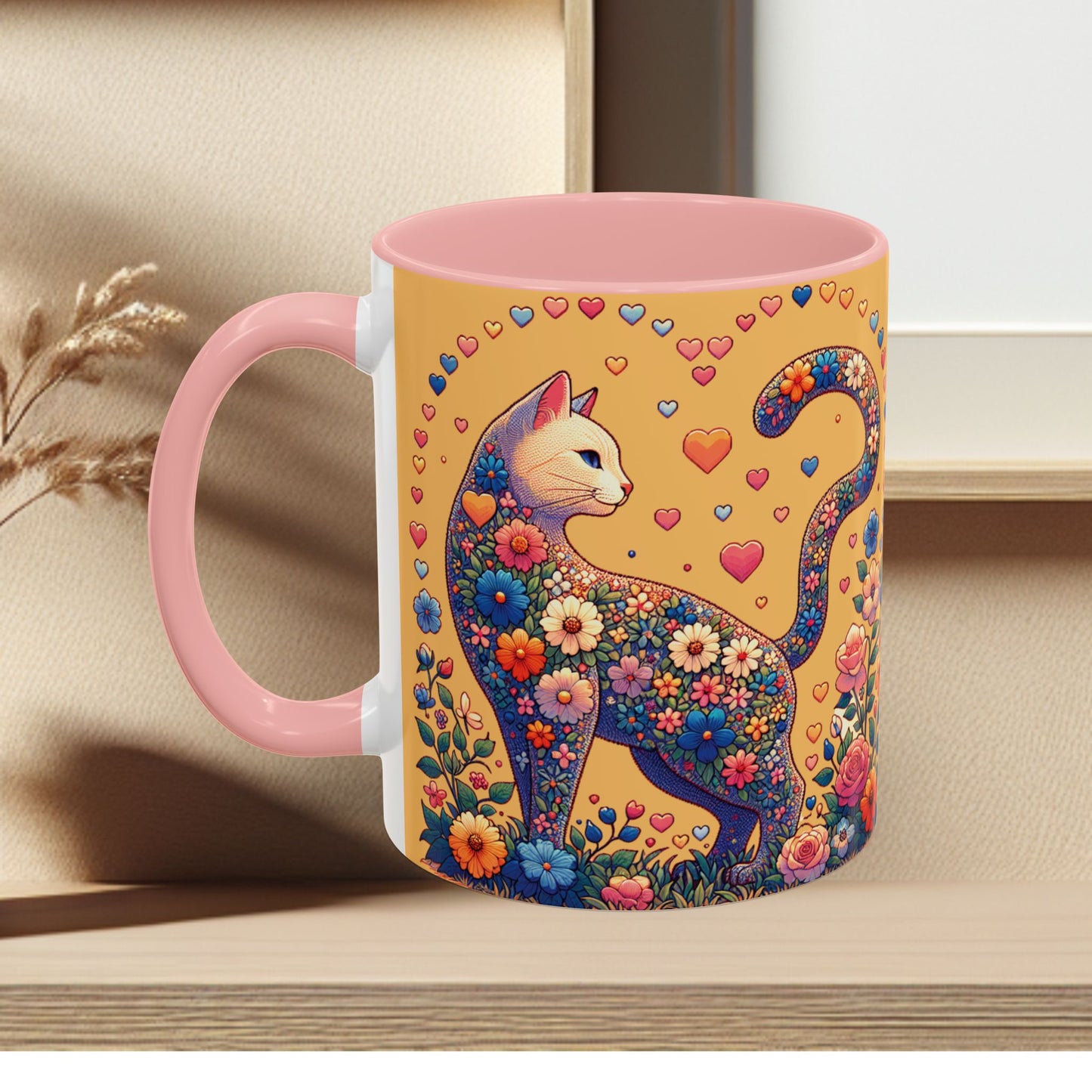 Mug- Loving Cat - Accent Coffee Mug (11oz, 15oz) (AOP)