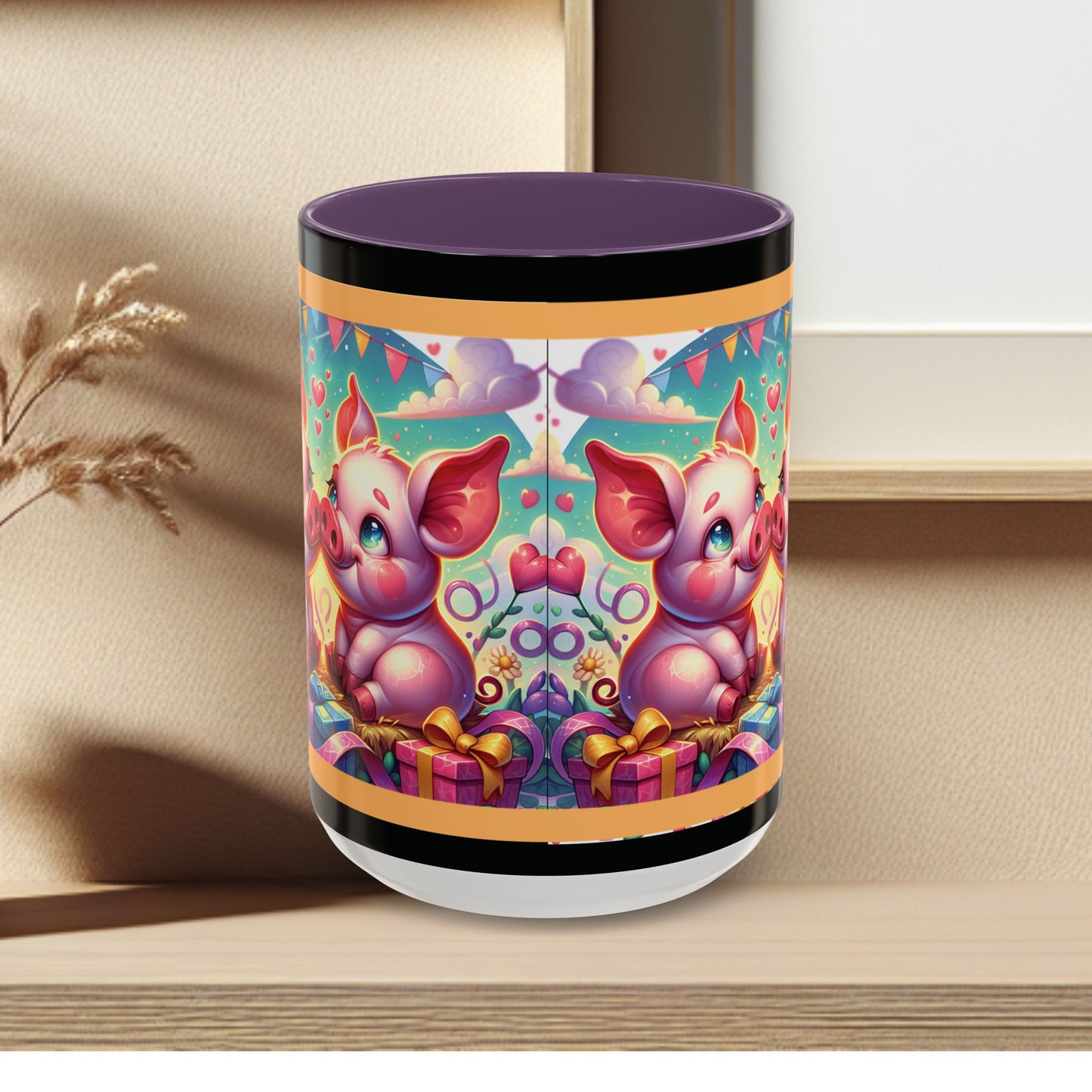 Coffee Mug Love Pigs Picknick 11, 15oz