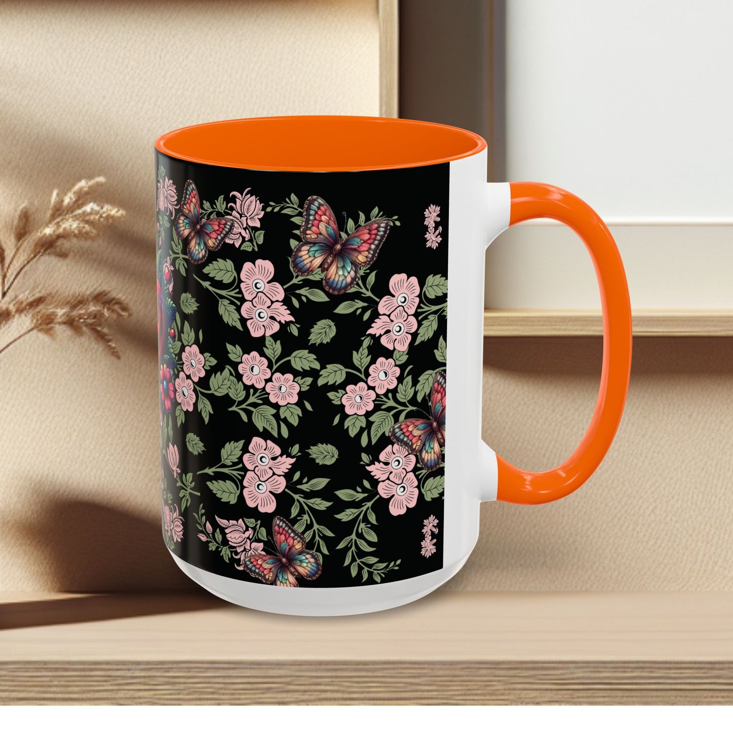 Floral Coffee Mug Black