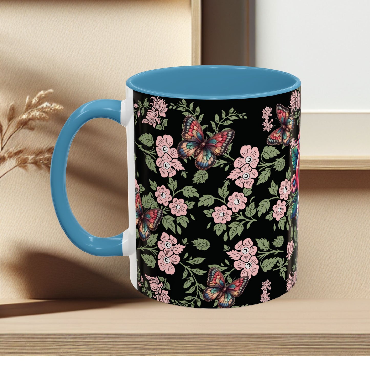 Floral Coffee Mug Black