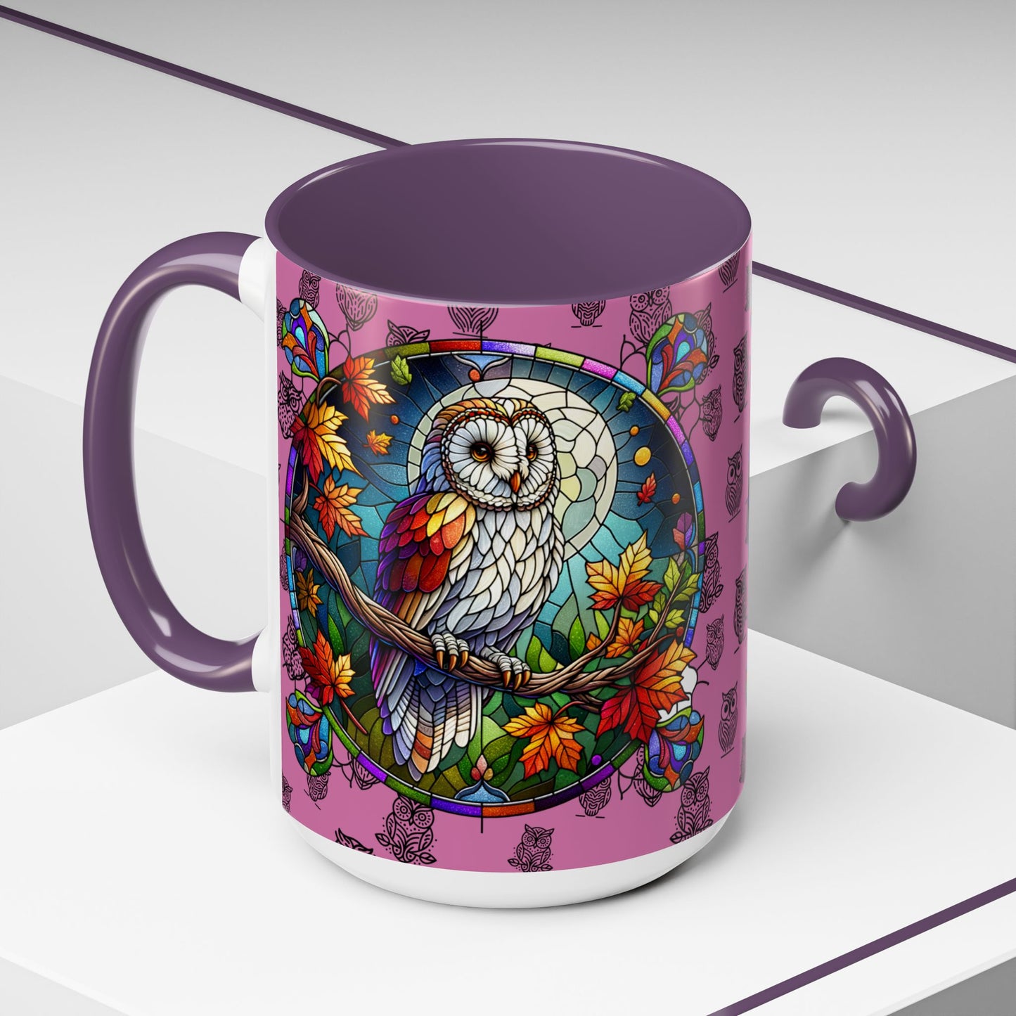 Coffee Mug -Colorful Stain Glass Owl Design