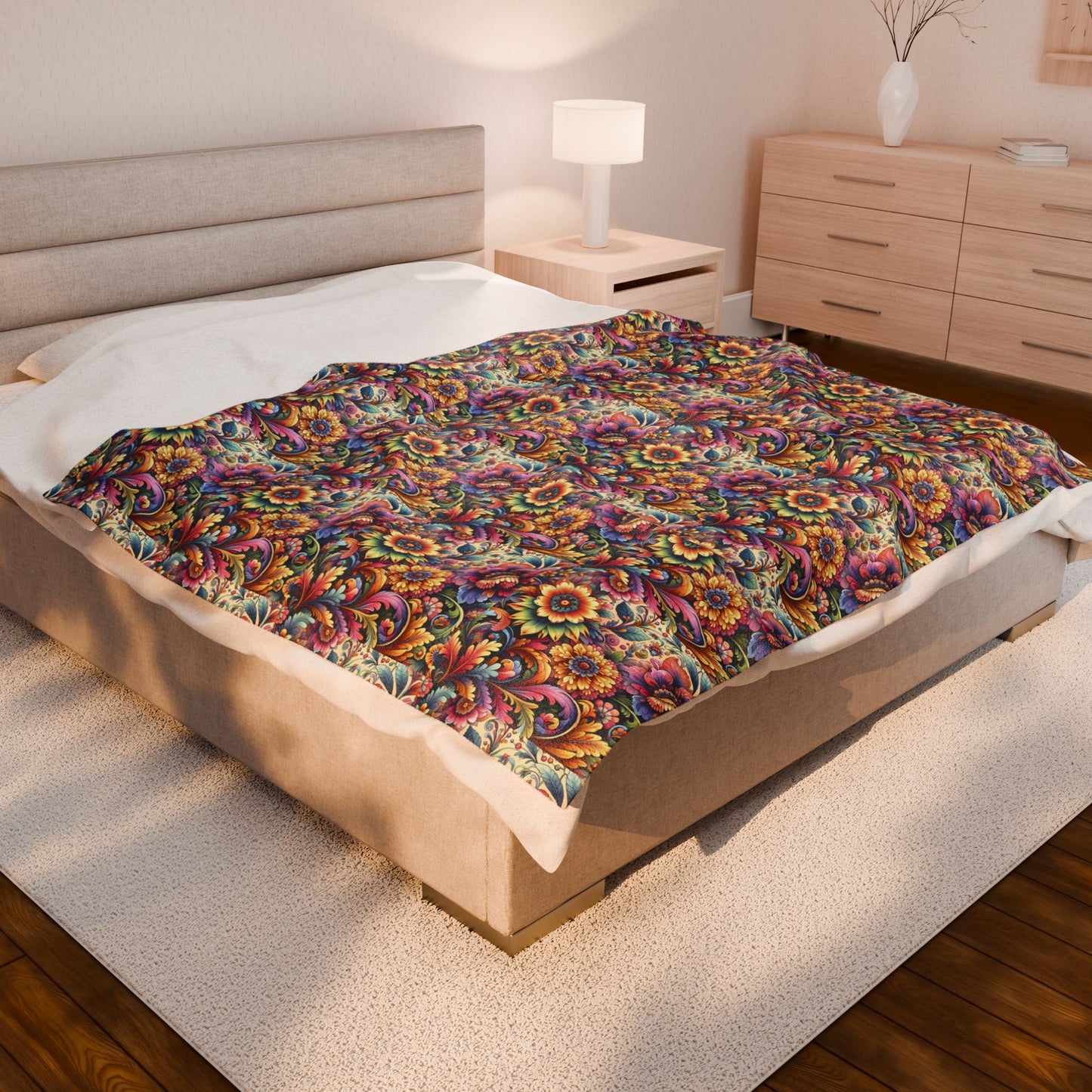 Floral Velveteen Plush Blanket
