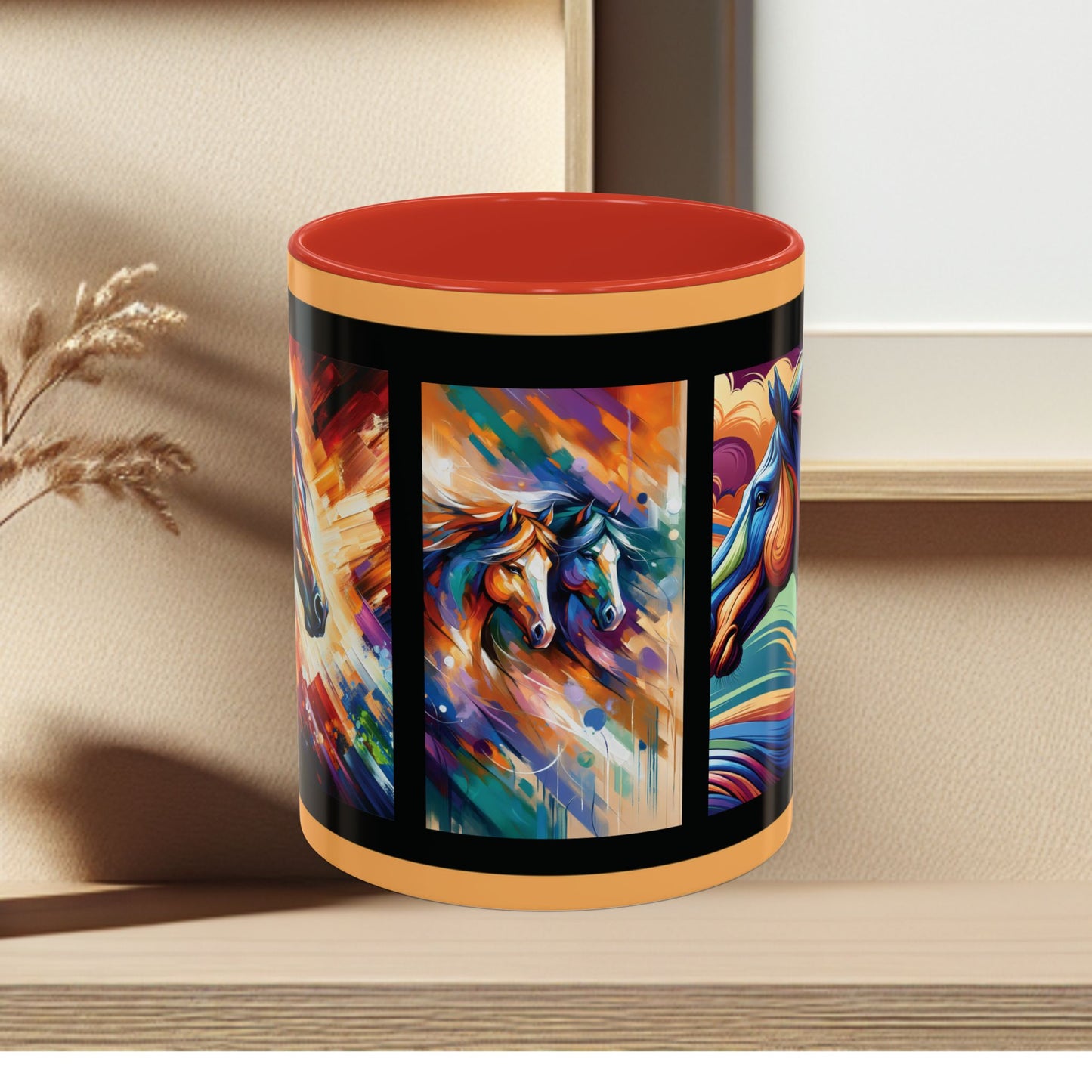 Mug Coffee Multi Color Horses 11oz 15oz