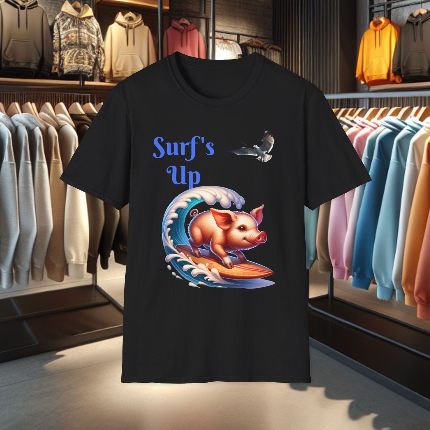 Pig Surfing Unisex T-Shirt - Surf's Up