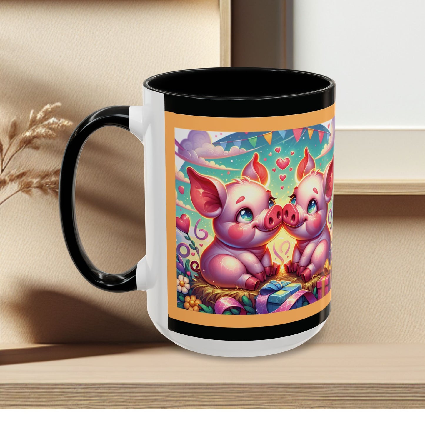 Coffee Mug Love Pigs Picknick 11, 15oz