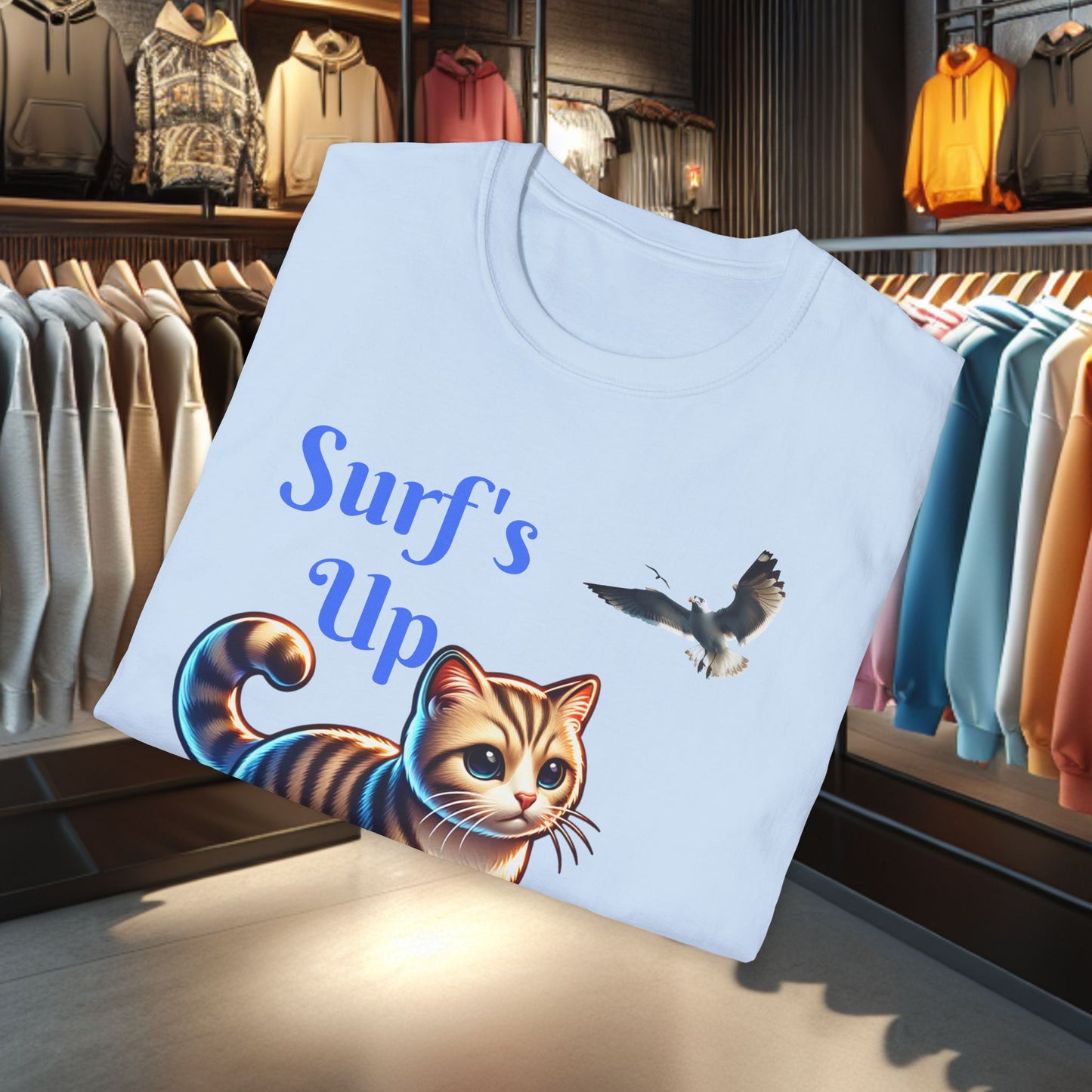 Kitty Surfing Unisex T-Shirt - Surf's Up