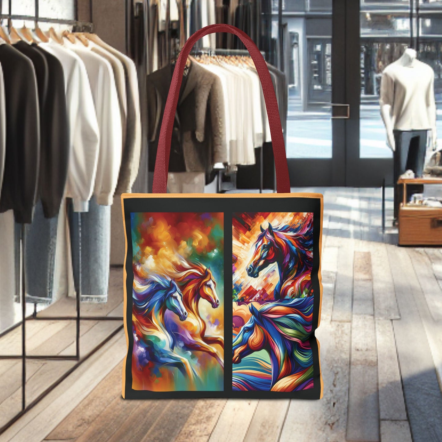 Colorful Horses Tote Bag