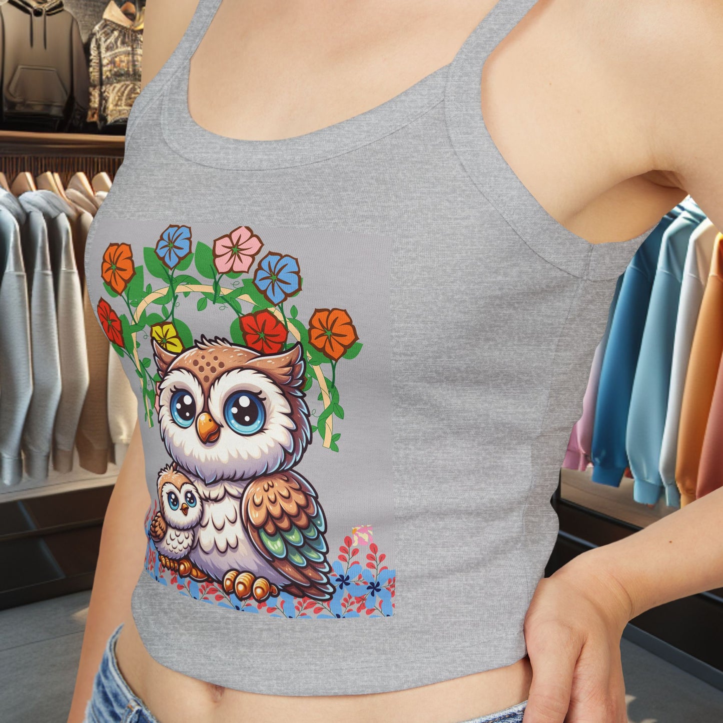 Women's Tank Top - Owl with its baby Design