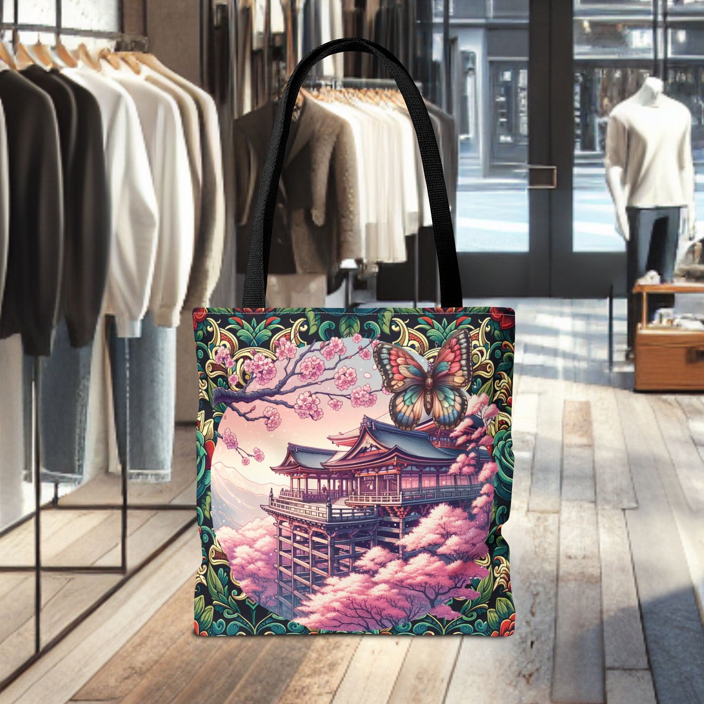 Sakura Butterfly Tote Bag