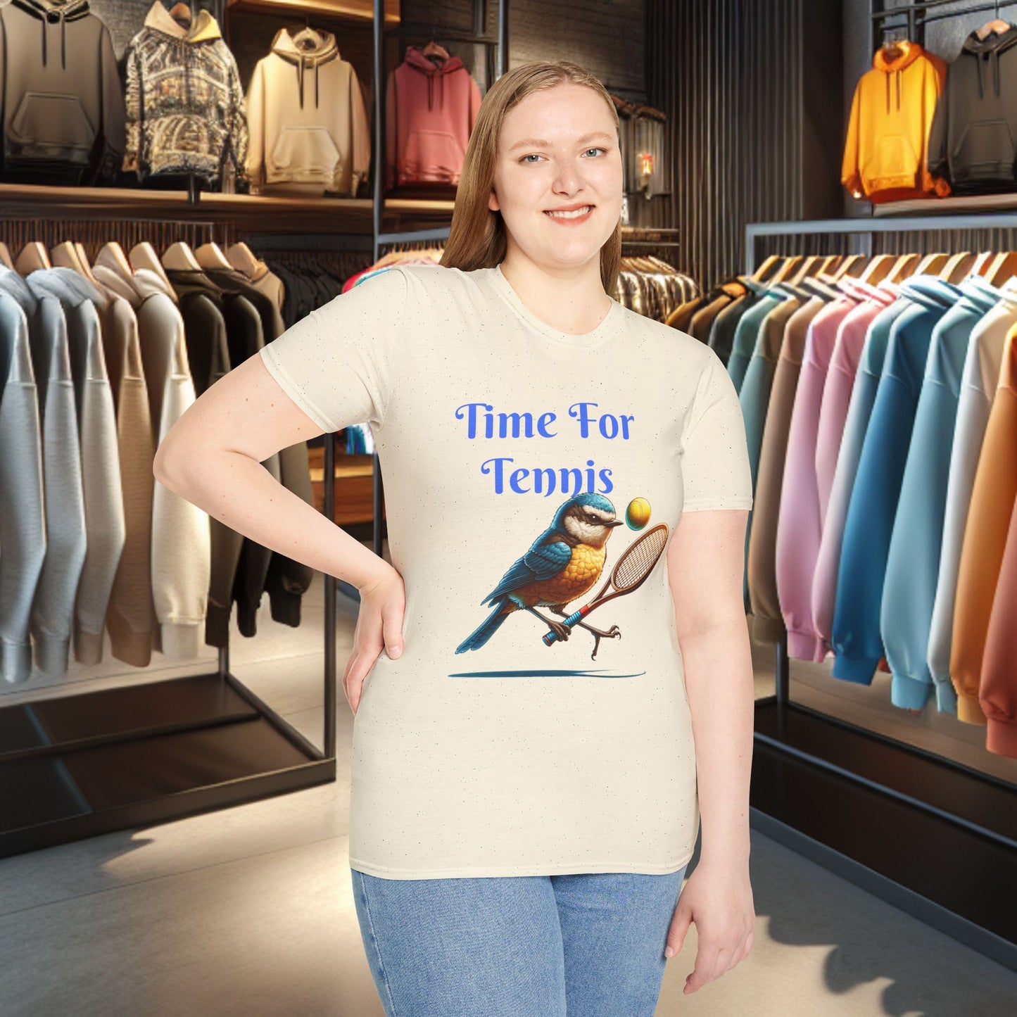 Blue Bird Playing Tennis Unisex T-Shirt - Time ForTennis
