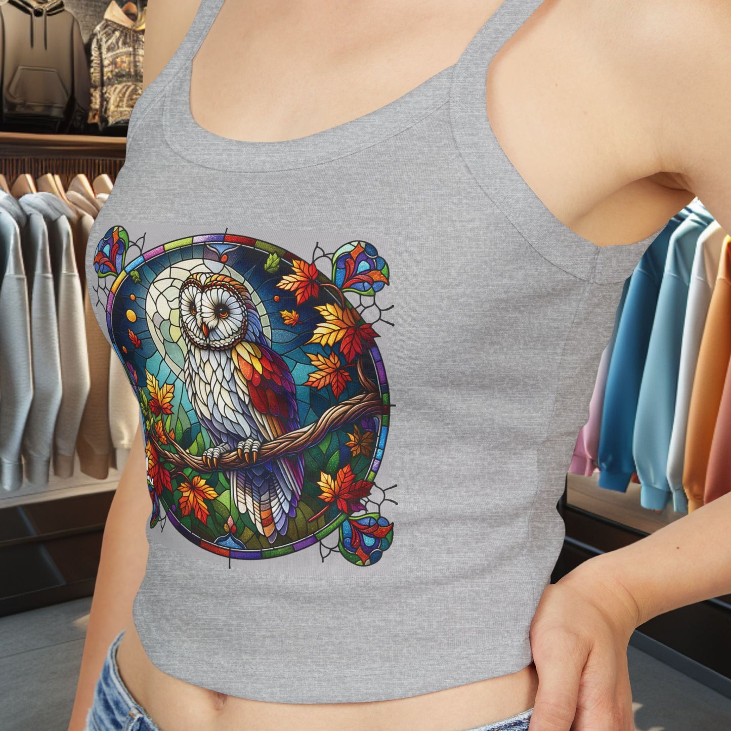Women's Tank Top - Stain Glass Owl Design