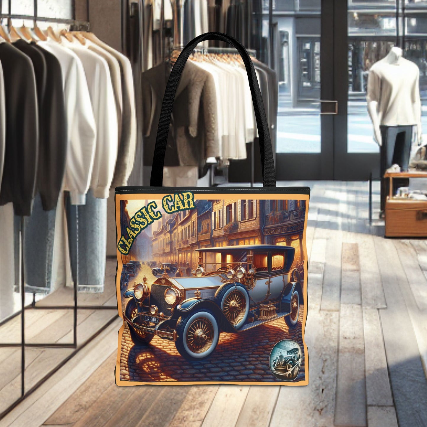 Tote Bag-Classic Car Blue Tote Bag -