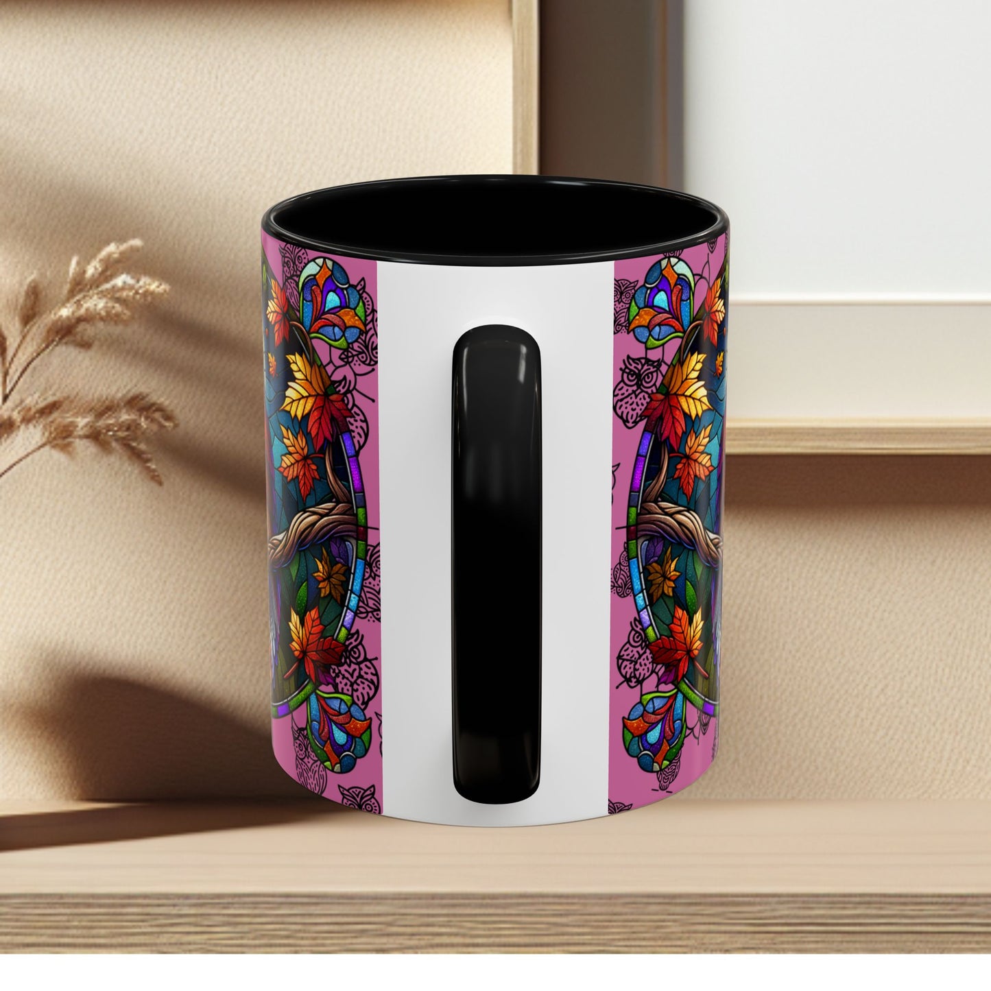 Coffee Mug -Colorful Stain Glass Owl Design