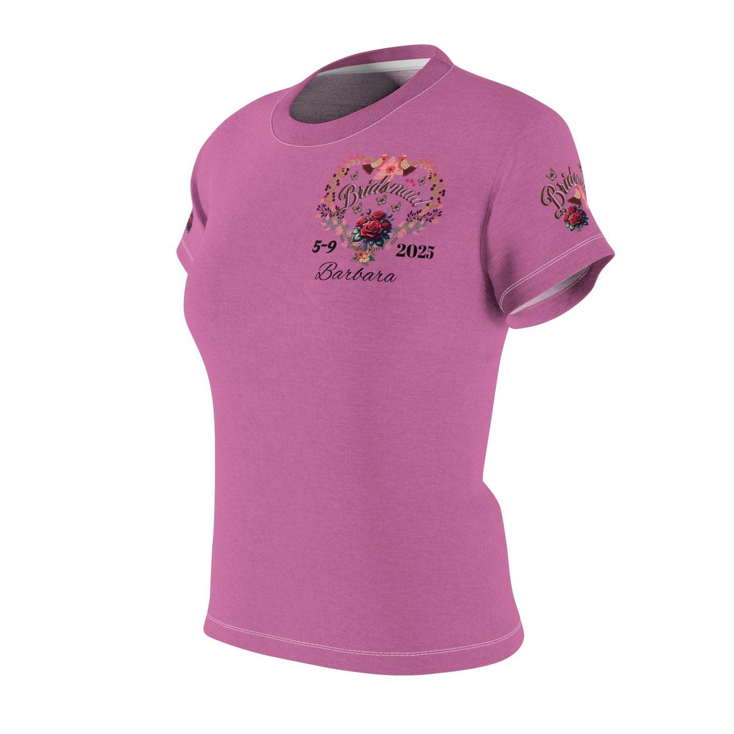 Personalized Bridesmaids Women's Graphic Cut & Sew Pink Tee - Bridal Party