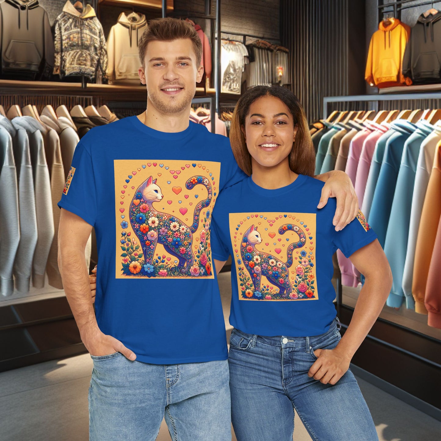 Loving Cat Flower Mozaic T-Shirt
