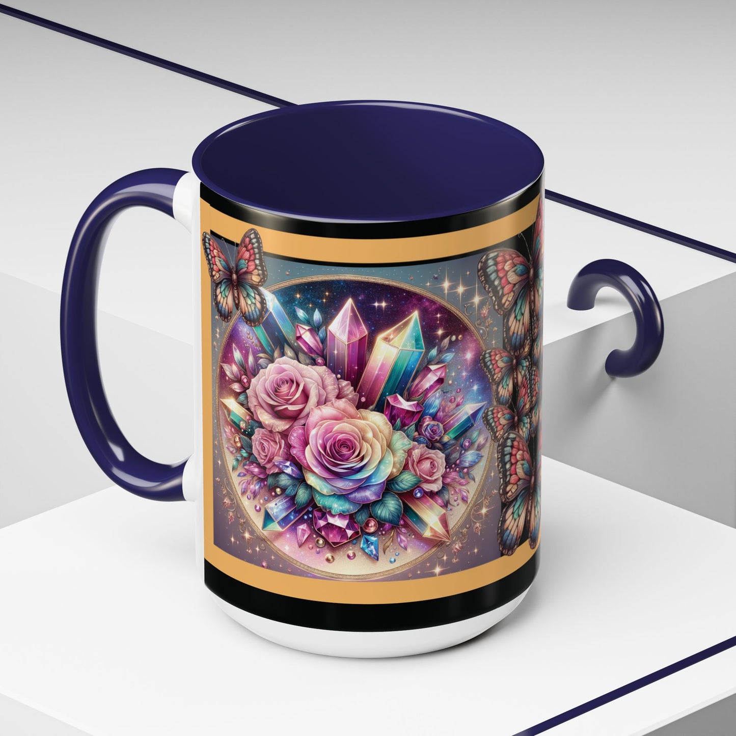 Coffee Mug Butterflys and Flowers